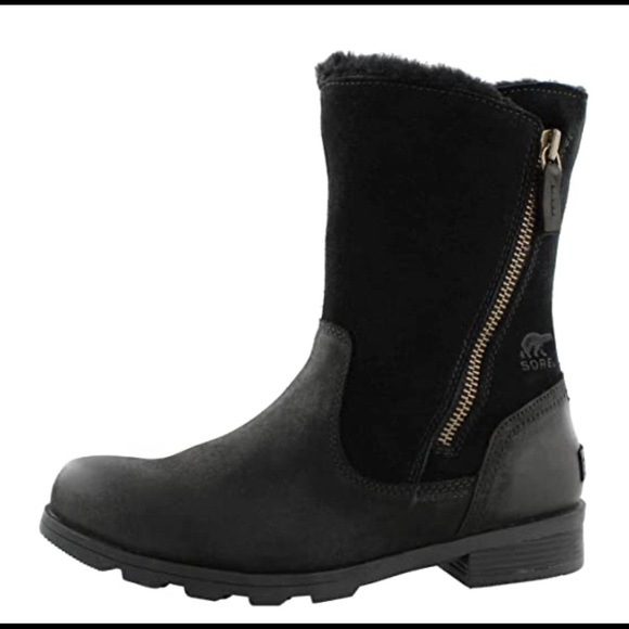 SOREL Emelie WP Black Boots Size 7 - Picture 2 of 15